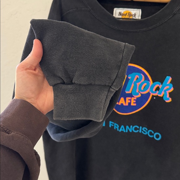 vintage 90s Hard Rock Cafe San Francisco black crewneck sweatshirt Large USA - Picture 3 of 5